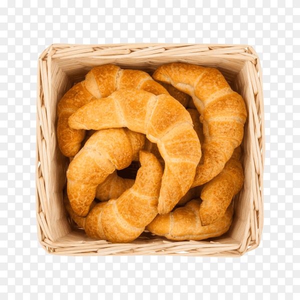 Basket with croissants on transparent background PNG
