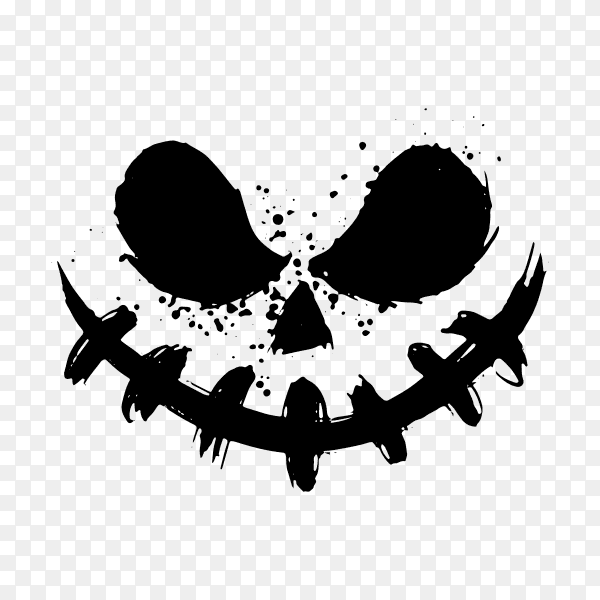 Black Scary face of Halloween pumpkin or ghost o transparent background PNG