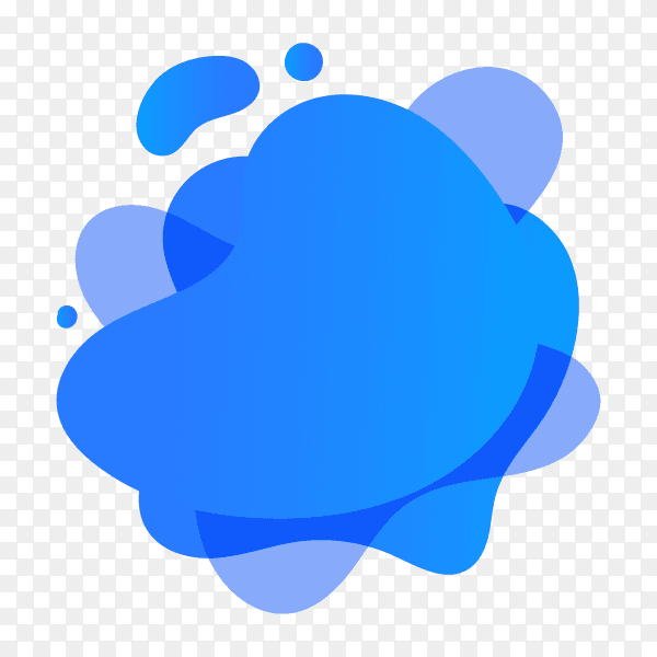 Blue abstract liquid shapes on transparent background PNG