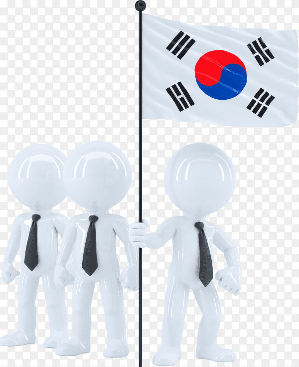 Business team with flag of south Korea on transparent background PNG