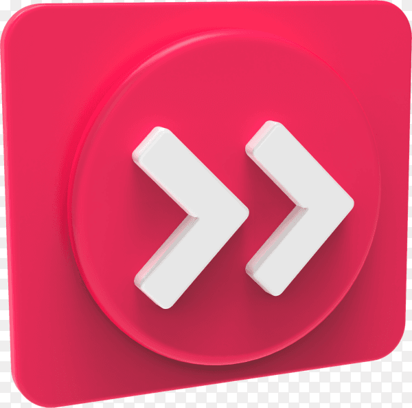 Button forward play music concept social media 3d visualization on transparent background PNG