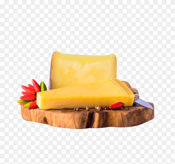 Cheese on wooden surface on transparent background PNG
