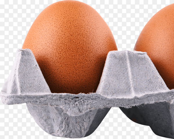 Chicken brown eggs in carton box isolated on transparent background PNG