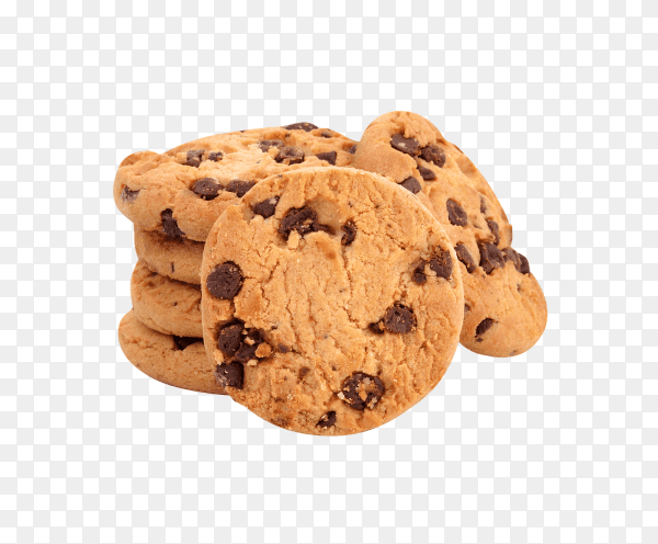 Chocolate chip cookies isolated on transparent background PNG