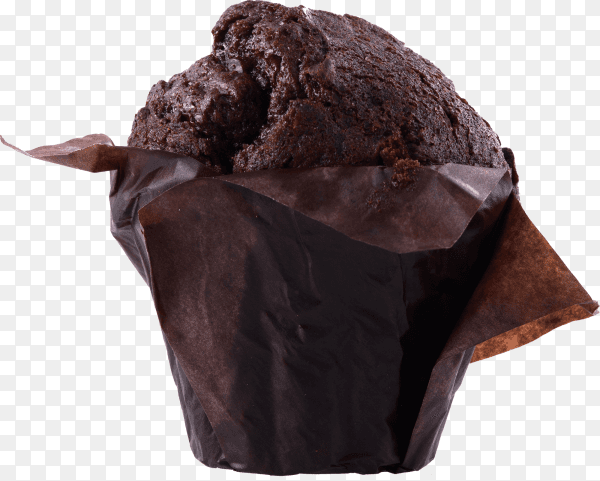 Chocolate muffin in brown paper on transparent background PNG