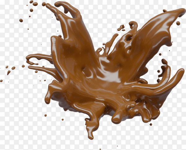 Chocolate splash with droplets 3d rendering on transparent background PNG