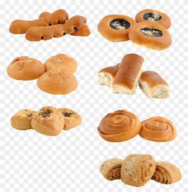 Collection of fresh bread isolated on transparent background PNG