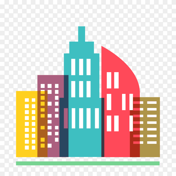 Colorful Building logo template on transparent background PNG