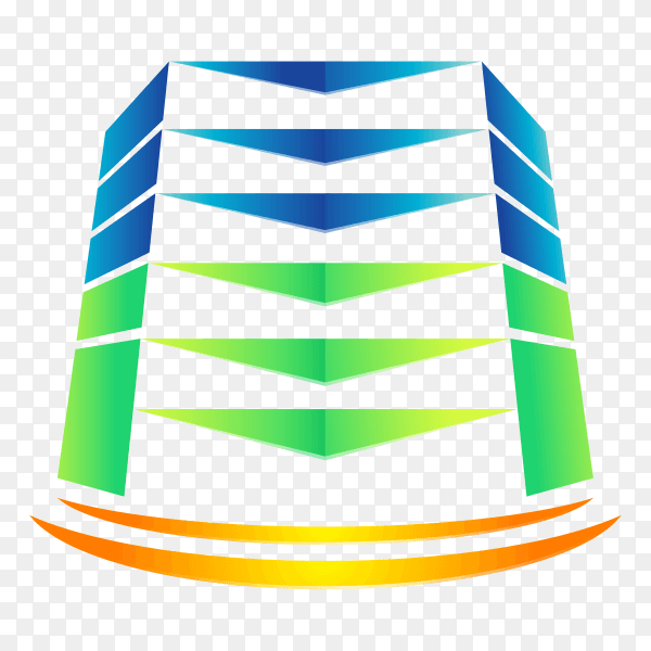 Colorful building tower logo on transparent background PNG