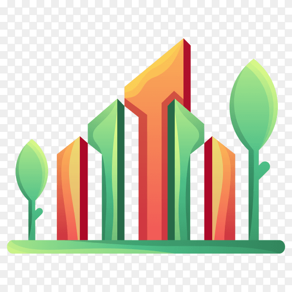 Colorful modern building real estate logo design on transparent background PNG