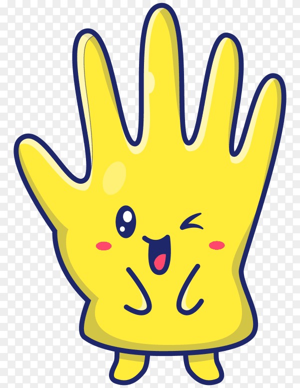 Cute health gloves cartoon icon illustration on transparent background PNG