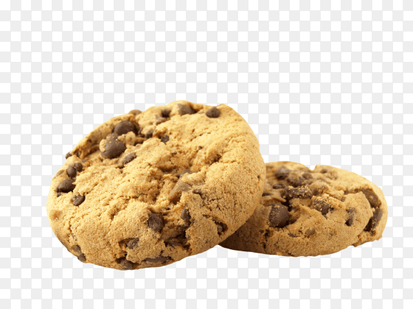 Delicious Chocolate chip cookies on transparent background PNG