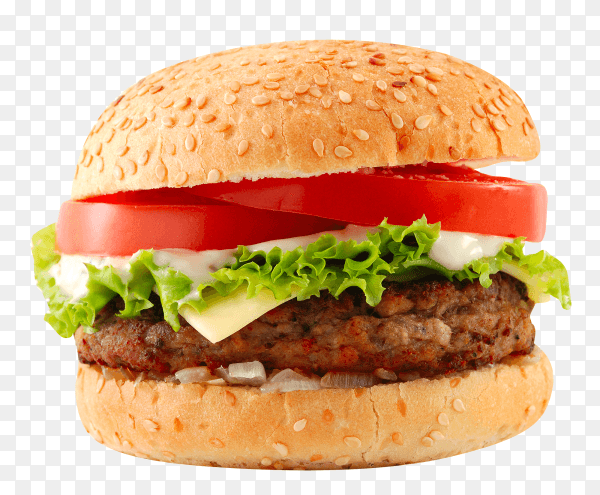 Delicious Fresh tasty burger isolated on transparent background PNG