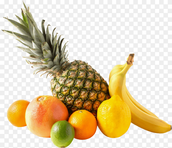 Delicious Tropical fruits assortment isolated on transparent background PNG