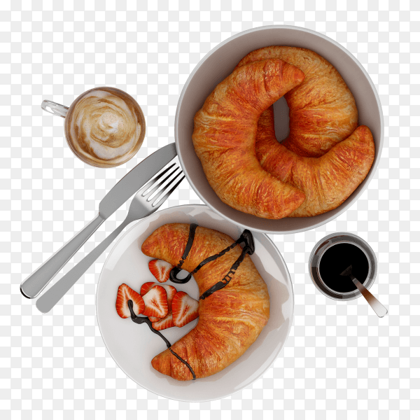 Delicious breakfast 3d isolated on transparent background PNG