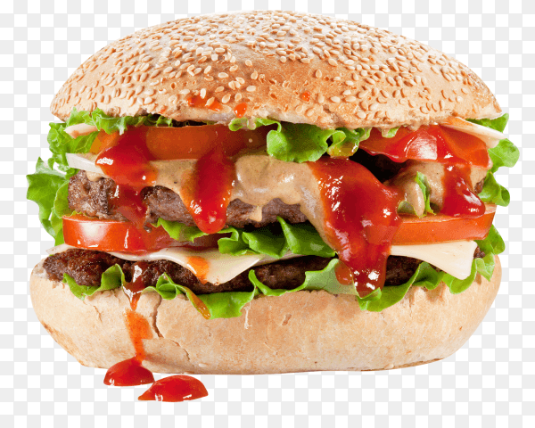 Delicious burger isolated on transparent background PNG