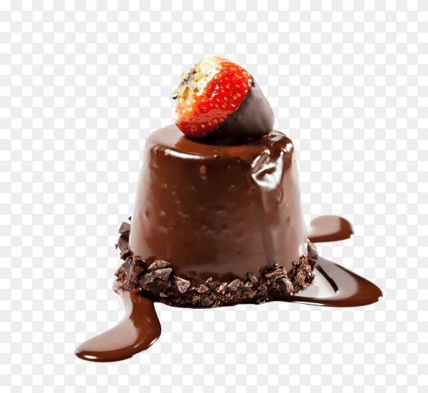 Dessert - Chocolate Cake with Fresh Strawberry on transparent background PNG
