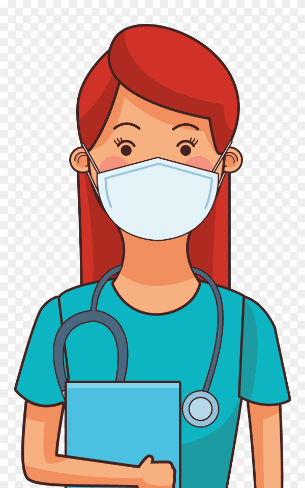Female doctor worker profession using face mask on transparent background PNG