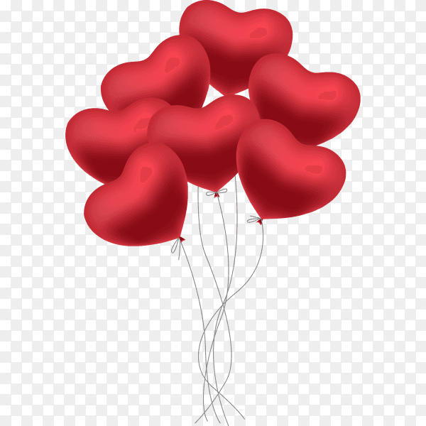 Festive red balloons on transparent background PNG