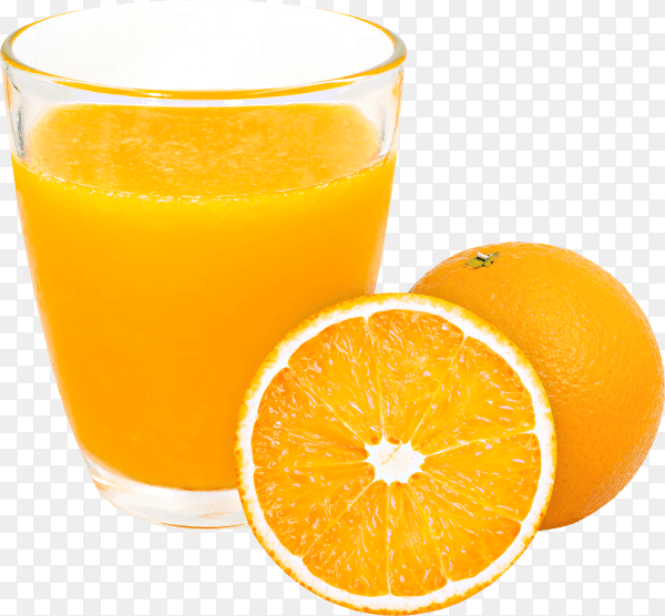 Fresh and cold orange juice on transparent background PNG