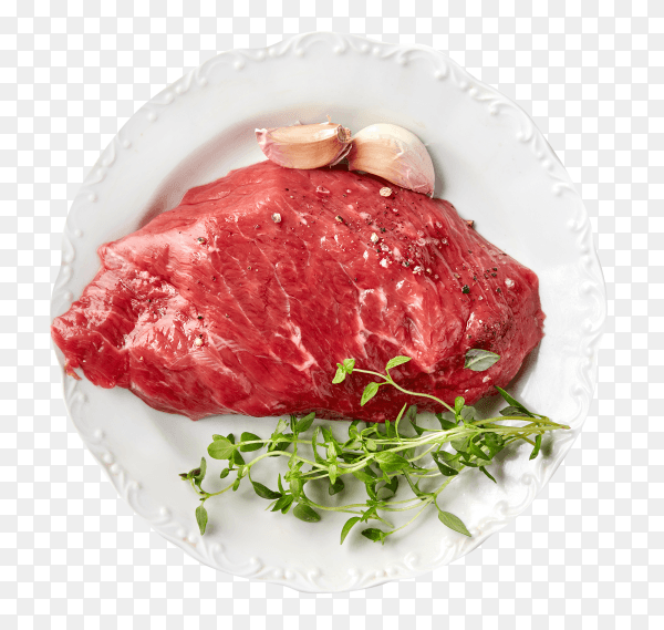 Fresh raw beef steak on transparent background PNG