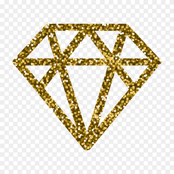 Glitter gold diamond logo illustration on transparent background PNG