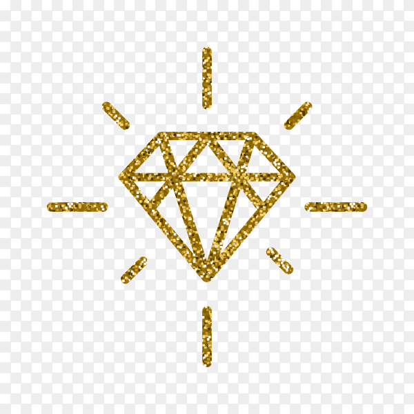 Glitter gold diamond logo on transparent background PNG