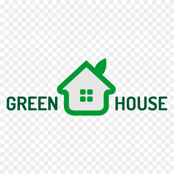 Green house logo design template on transparent background PNG