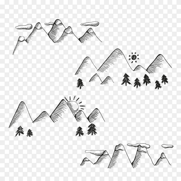 Hand drawn Egyptian pyramids on transparent background PNG