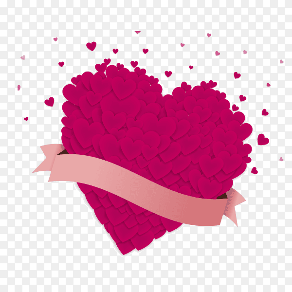 Happy Valentines day with hearts on transparent background PNG