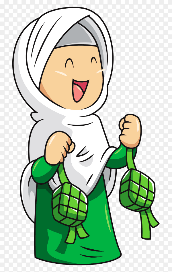 Happy Muslim woman on transparent background PNG