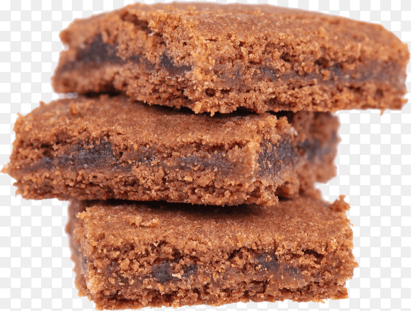 Homemade chocolate brownies dessert on transparent background PNG