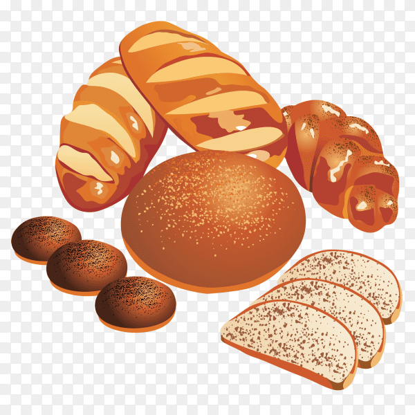 Isolated bread bakery realistic icon on transparent background PNG