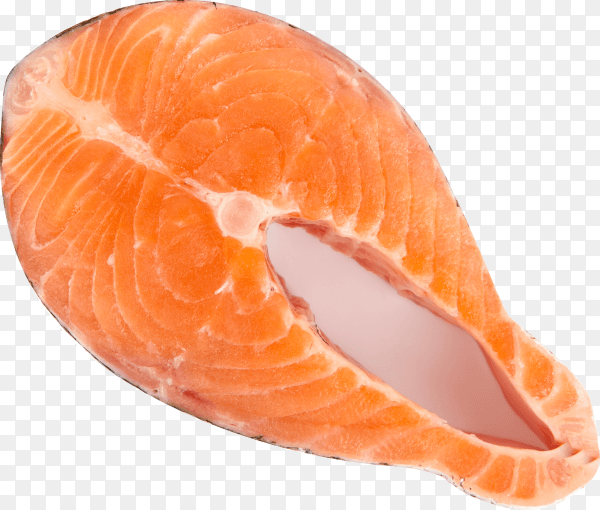 Isolated raw salmon steak on transparent background PNG