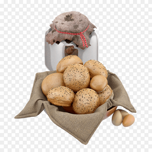Isometric bread 3d isolated render on transparent background PNG