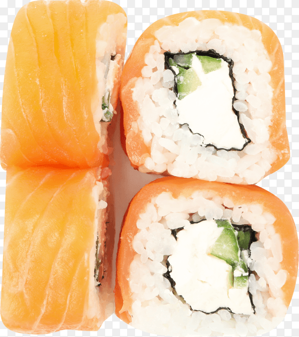 Japanese food delicious sushi rolls isolated on transparent background PNG