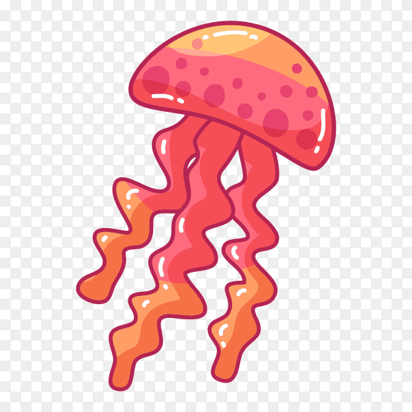 Jellyfish marine cartoon on transparent background PNG