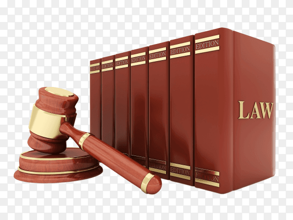Judge's gavel and a books on transparent background PNG