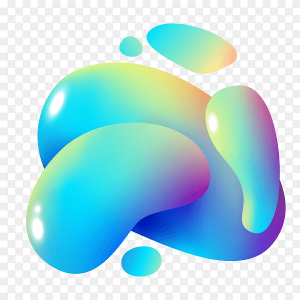 Liquid shapes abstract color flux elements paint forms graphic texture isolated on transparent background PNG