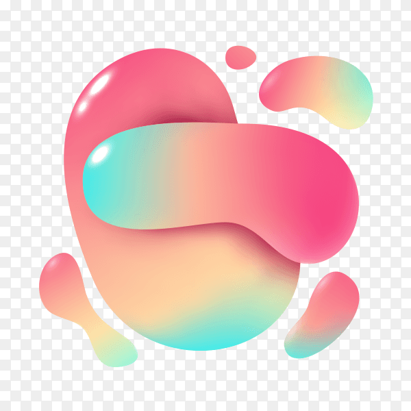Liquid shapes abstract color flux elements paint forms graphic texture modern creative sticker design on transparent background PNG