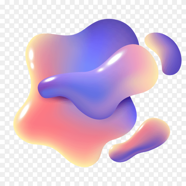 Liquid shapes abstract color flux elements paint forms graphic texture modern creative sticker illustration on transparent background PNG