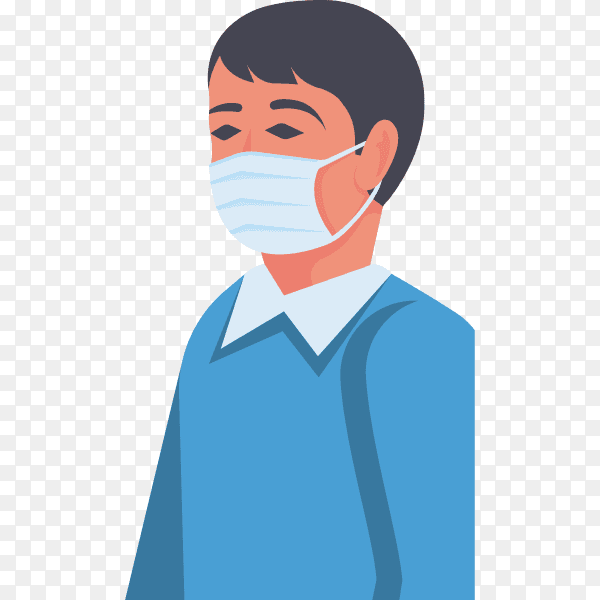 Man Wearing medical face mask illustration on transparent background PNG