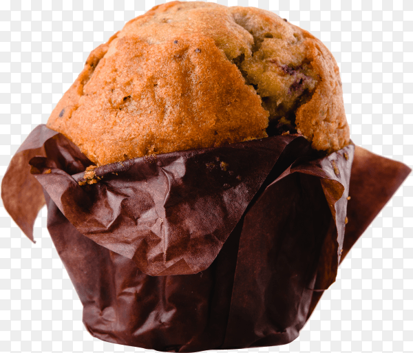 Muffin in brown paper on transparent background PNG