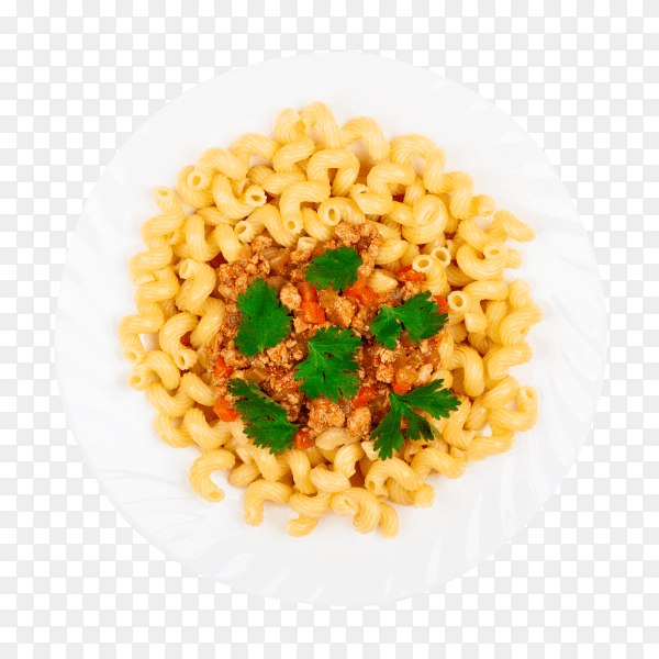 Pasta with meat sauce on transparent background PNG
