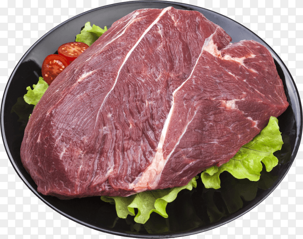 Piece of raw beef isolated on transparent background PNG