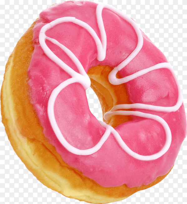 Pink donut isolated on transparent background PNG