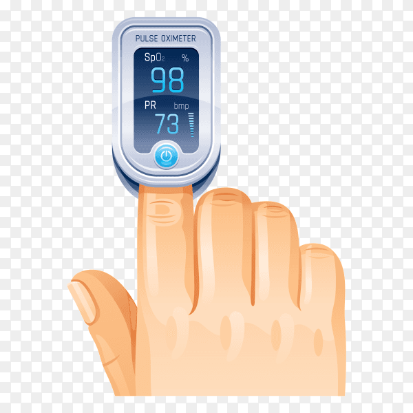 Pulse oximeter finger medical device on transparent background PNG
