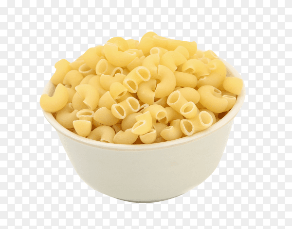 Raw pasta in white plate on transparent background PNG