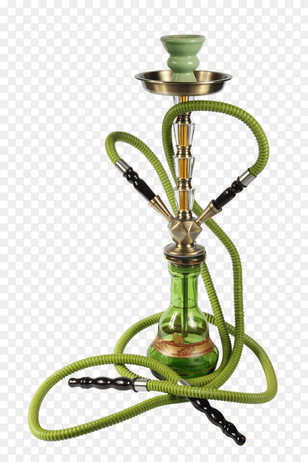 Realistic Hookah in green color on transparent background PNG