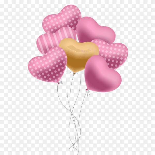 Realistic bunch of flying glossy balloons on transparent background PNG